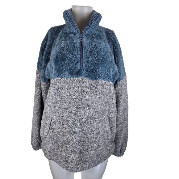 Zenana Outfitters Blue Gray Kangaroo Pocket Pull Over Winter Women's Jacket S - Picture 1 of 5